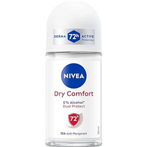 NIVEA Deodorante Roll on Dry Comfort 6 x 50 ml, Deodorante donna per una protezione sicura 72h, Deo roll on antitraspirante senza alcool e dermotestato per un'azione efficace ma delicata sulla pelle