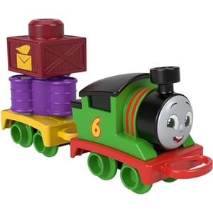 Thomas & Friends - Il mio Primo Percy, personaggio della serie trenino a spinta con carico impilabile, include 1 vagone merci e 2 pezzi di carico, giocattolo per bambini, 1+ anni, HXP53