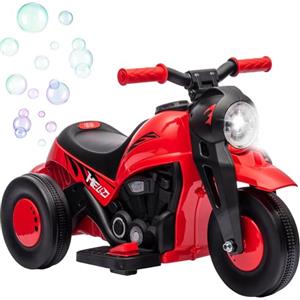 AIYAPLAY Moto elettrica per bambini, triciclo da 6 V, con macchina per bolle di sapone, musica, faro, moto elettrica con funzione avanti, retromarcia, 2,5-3 km/h, moto elettrica per bambini da 2 a 5
