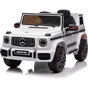FINOOS Mercedes G63 AMG Macchina Elettrica per Bambini con Telecomando, Veicolo Elettrico 12V, Auto Elettrica per Bambino /2+1 velocità/Clacson/LED/Musica (Bianco)
