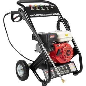 RibasuBB Idropulitrice a benzina, 7,5 HP idropulitrice professionale a benzina motore con 5 ugelli, motore a benzina, 3400 giri/min, 2200 psi idrospazzola per pavimenti esterni