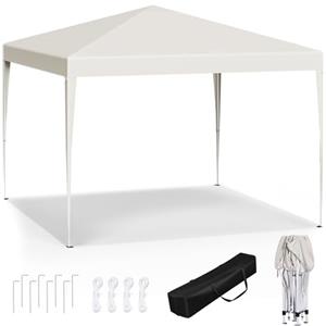 WOLTU Gazebo da Giardino Richiudibile 3x3m Gazebo da Esterno in Ferro Regolabile in Altezza Tendone Pieghevole Protezione Solare, Facile da Montare Beige