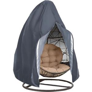 FANSU Copri Sedie per Sedia a Dondolo Sospesa, Copertura Sedie Giardino Esterno con Coulisse, Oxford-Tessuto Anti-UV Impermeabile Telo Protettivo per Balcone Patio (115x190cm 190D,Grigio)