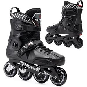 ATTABO Pattini in linea Riftskates Nero Pattini freestyle versatili Perfetti per pattinaggio in città e acrobazie Cuscinetti ABEC-9 durevoli Ruote con durezza 85A|40-45EU