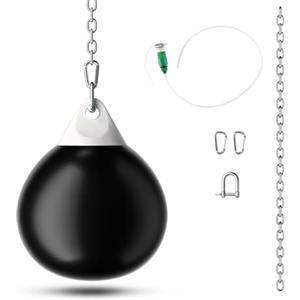 COSTWAY Sacco da Boxe per Bambini ed Adulti 50 kg, Sacco da Boxe ad Acqua con Catena Metallica Regolabile, Ganci, Fibbie di Assicurazione e Tubo dell'Acqua (Nero)