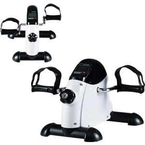 KOMFOTTEU Guarnitura elettrica con display LCD, dispositivo ellittico elettrico, resistenza regolazione manuale, bicicletta ellittica 2 in 1, allenamento gambe e braccia, per casa, ufficio (bianco)