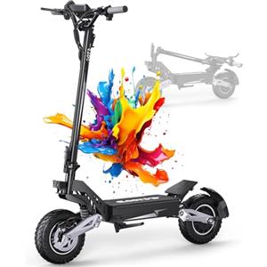 OOTD T10 Monopattino Elettrico Adulto, 11 Pollici Scooter Elettrico Pieghevole con Grande Batteria Autonomia fino 60KM, Display HD, Doppio Freno a Disco e Ammortizzatori, Pneumatico Semi Off Road Tubeless