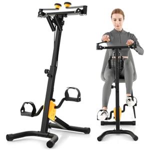 KOMFOTTEU Cyclette da Casa, Pedaliera per Anziani, Pedaliera Riabilitazione per Braccia e Gambe, Altezza e Livelli di Resistenza Regolabili, Cyclette da Allenamento con Cuscinetti Antiscivolo