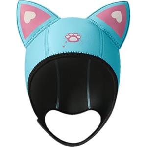 Generic Cappuccio per muta - Cappello da sub, con orecchie di gatto, orecchie da gatto, orecchie da gatto, 3 mm, in neoprene, fascia per immersioni con orecchie di gatto, per donne e bambini, cappelli da