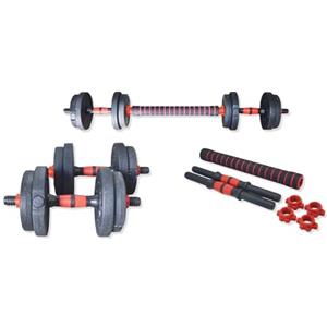Generico Set Manubri Componibili con Bilancieri, Pesi Regolabili da 10-30 kg, Include Barra di Connessione, Guanti e Collari di Sicurezza, Nero e Arancione (ROSSO, 20KG)