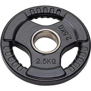 JK FITNESS Disco GHISA OLIMPIONICO GOMMATO Tri-Grip Foro Ø50 mm da 2,5 kg Diamond,Unisex,Nero,Unica