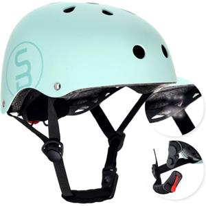 sun baby Casco per bambini, FIT S (50-54 cm), Casco bici bambino con regolazione perimetrale, mentoniera, chiusura magnetica, prese d'aria (Menta)