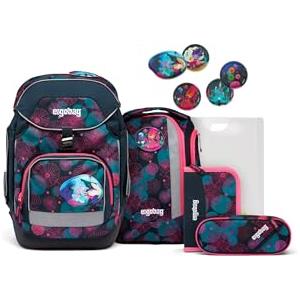 ergobag pack set Zaino scolastico ergonomico e flessibile, 6 pezzi, per la prima elementare CoralBear - Lilla