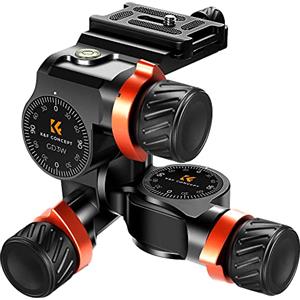 K&F Concept GD-3W Testa a 3 Vie, Testa a Sfera Fluida in metallo CNC, per Cavalletto per Macchina Fotografica, Stabilizzatore Fotocamera, Fotografia Professionale, Carico Max 6kg