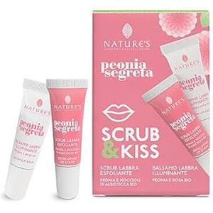 Bios Line Nature's Peonia Segreta Kit Scrub & Kiss - Scrub e Balsamo Labbra Esfoliante e Illuminante