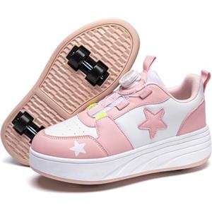 Mateju Scarpe con Rotelle da Bambino Bambina Sportive Moda Multiuso Scarpe da Skateboard con 4 Ruote Skateboard Sneakers Scarpe da Ginnastica da Pattini Unisex Bambini Adulti