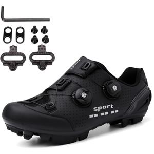 SDEQA Uomo Scarpe MTB Donna Scarpe Mountain Bike Compatibili con Pedali SPD 2 Bulloni con Tacchette, Zapatilla de Ciclismo All'aperto,Grigio,39 EU