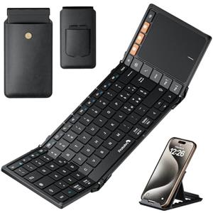 ProtoArc Tastiera Bluetooth Pieghevole, XK01 TP Grande Tastiera Wireless Layout Italiana con Touchpad, Tastieras iPad Portatile Viaggio per iOS, Android, PC Tablet Windows - Nero
