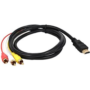 fxwtich Cavo connettore convertitore HDMI compatibile a 3 RCA Plug Play compatibile con TV nero