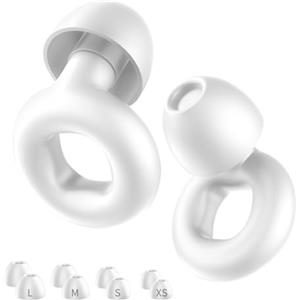 NEUTYPECHIC Dormire Silicone, Antirumore Riutilizzabili, Dormire, Concentrarsi, Viaggiare, Con 8 Gommini di Taglie XS/S/M/L (Bianco, Media)