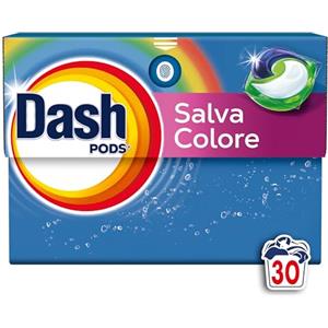 Dash Pods Detersivo In Capsule, 30 Lavaggi, Salva Colore, Rimuove Le Macchie, Igienizza, Brillantezza Per I Capi