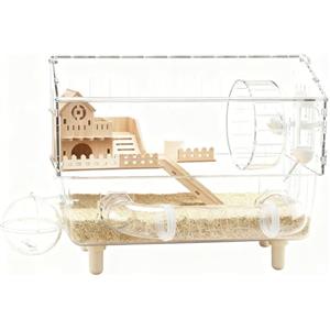 Amesor Gabbia Per Criceti | 2 Livelli Habitat Trasparente Di Allevamento | Casa Per Piccoli Animali In Acrilico 45x28x34 cm,Per Monitoraggio Allevamento Di Ricci Furetti Cincillà E Altri