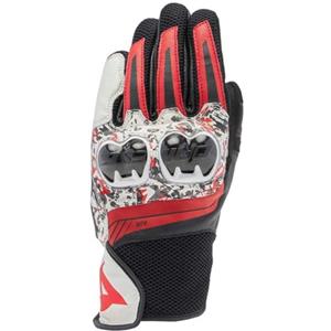 DAINESE - Mig 3 Unisex Gloves, Guanti Moto in Pelle, Protezioni sulle Nocche, Compatibilità Touchscreen, Unisex, Nero/Rosso Spray/Bianco, XXXL