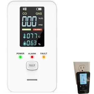 Generico Rilevatore di Monossido di Carbonio 4-in-1, Rilevatore Gas Naturale da Spina con Doppio Allarme, Sensore CO e Perdite Gas, Display LCD HD per Casa Camper Hotel Appartamento (bianco)
