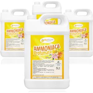 Guestcare Ammoniaca 5 Litri Ammoniaca Liquida per Pavimenti e Superfici Dure. Sgrassa e Non Necessita Risciacquo Detersivo Pavimenti Profumato (4 Pezzi, Profumata)