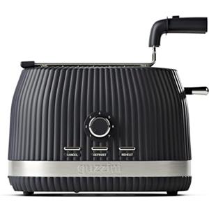 Guzzini, Sous Chef, Tostapane in Materiale Bio-Based, 7 Livelli di Tostatura, con Pinze Apribili e Griglia Scalda-Croissant, Vaschetta Raccoglibriciole Estraibile (Anthracite)