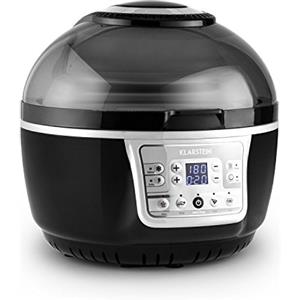 Klarstein VitAir Turbo Friggitrice ad aria calda 1400 W, Airfryer, camera di cottura 10 litri, 50 a 230°C, timer, elemento riscaldante alogeno a infrarossi, design a cupola, nero-grigio
