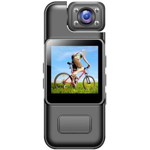 EasyByMall Fotocamera 4K con rotazione dell'obiettivo di 180 gradi, infrarossi, rilevamento del movimento, registrazione in loop, mini cam portatile con durata della batteria di 8 ore, per uso personale e