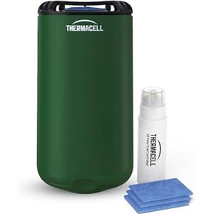 Thermacell Repellente Antizanzare Mini Halo, Per Esterno, Giardino e Patio, Protezione Efficace 21m², Inodore, Include 12 Ore di protezione, 1 Cartuccia + 3 Piastrine, Verde Bosco