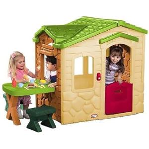 Little Tikes Casetta Picnic nel Giardino, Gioco all'Aria Aperta, 20 Accessori, Campanello Interattivo con Effetti Sonori, Stimola la Fantasia, Per Bambini dai 18 Mesi ai 5 Anni, Neutro