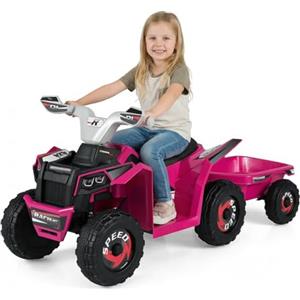 COSTWAY Quad Elettrico per Bambini, ATV elettrico con Rimorchio Posteriore, Macchina Giocattolo a Motore con Ruote Resistenti, 2-3 km/h, Veicolo per Bambini 3 Anni+ (Rosa)