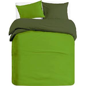 BANZAII TEXTILE INNOVATOR ONLINE Banzaii Set Copripiumino Bicolor 100% Microfibra con Federa Double Face Singolo 150x200 cm Verde/Militare