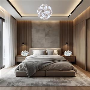 Lampadesign® Luminoso Set Lampadario moderno con coppia lampade comodini Led Camera da letto moderna Sfera bianca e abat jour di design UFO Luci casa Stanza cameretta vintage Lampadine Led e27