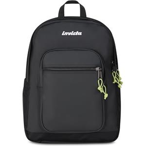 Invicta Jelek Plus Zaino Scuola Media Ragazzo Ragazza, Scuola Superiore, Tinta Unita, Scomparto PC, Tasca Borraccia, nero