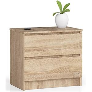 AKORD | Cassettiera K60 a 2 Cassetti | Moderna Mobiletto per Soggiorno Sala da Pranzo Camera da Letto Corridoio Bagno | Armadio Cameretta | 60x55x40 cm | Rovere Sonoma