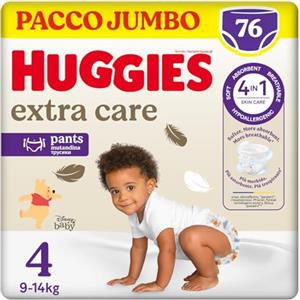 Huggies Extra Care, Mutandine Taglia 4 (7-18 Kg), Ultra assorbente, Pacco Mega, 76 Pz