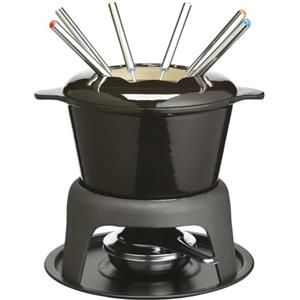 Master Class MasterClass Set per fonduta in ghisa per cioccolato, formaggio, carne, 21 x 18 cm, nero