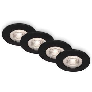 BRILONER - Set di 4 luci LED da incasso a soffitto, luci da incasso ultrapiatte, faretti da incasso per bagno, faretti da incasso per bagno IP44, nero opaco, 90x25 mm (DxH)