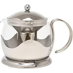 La Cafetière Teiera La Cafetière Teiera in vetro a foglie sciolte con infusore, 1 L, Argento