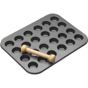Master Class MasterClass Stampo / Teglia per 24 Canapè e Mini Tartine con Pestello in Legno, 35 cm x 27 cm
