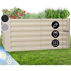 Blumfeldt Fioriera da Esterno, Orto Verticale Rialzato per Balcone e Giardino, Mini Orto Rialzato per Piantine, Giardino Verticale Impermeabile 432L, 120 x 60 x 60cm (Argento)