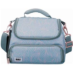 BUILT Borsa Termica per Il Pranzo con Design The Mindful, Poliestere, Grigio/Rosa Pallido, 11.5 x 17 x 24 cm