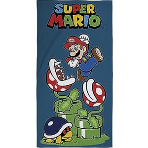 Character World Asciugamano ufficiale Nintendo Super Mario per bambini, super morbido al tatto, design salto, perfetto per casa, bagno, spiaggia e piscina, taglia unica, 70 cm x 140 cm