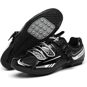 Hixingo Scarpe da Ciclismo Uomo Donna Strada e MTB Bike, Mountain Bicicletta Traspiranti Scarpe da Equitazione con Suola in Gomma, 36-47 EU (Nero,44)