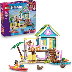 LEGO Friends Casa sulla Spiaggia con Foche Giocattolo - Miniatura da Costruire con 3 Mini Bamboline, 2 Animali Marini e Accessori tra cui Tavola da Surf e Kayak - Regalo per Bambine da 7 Anni - 42699