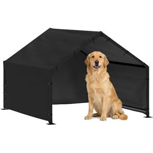 PawHut Cuccia per Cani da Esterno in Tessuto Oxford 125x110x93 cm Nero | Casetta per Cani, Tetto Impermeabile, Resistente ai Raggi UV, Taglia Piccola Media e Grande